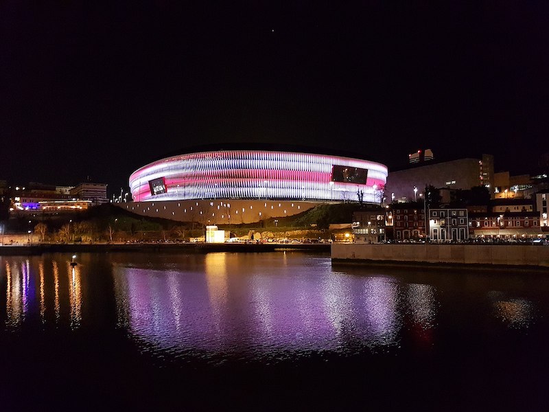 New San Mamés Stadium from outside at night